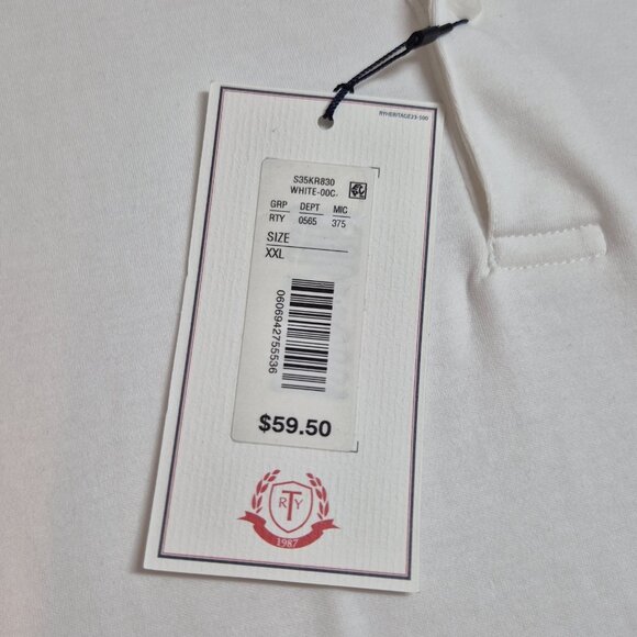 Roundtree Yorke Heritage Collection Polo Shirt White short Sleeve Size XXL (32) - Picture 7 of 11